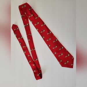 John Henry Mens Novelty Christmas Santa Sleigh Reindeer Red Silk Holiday Tie